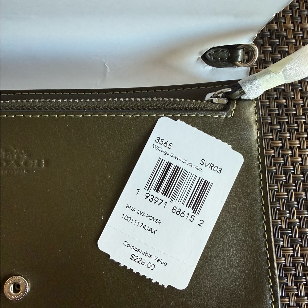 Coach Cream and Green Leaf Print Purse - Picture 5 of 5